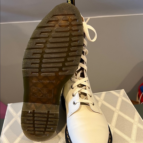 Dr. Martens Off-White Leather Combat Boots - Picture 7 of 8